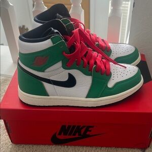 Nike Air Jordan 1 High Green and Red Sneakers